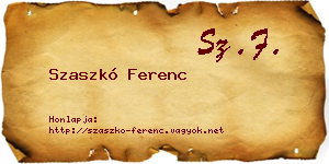 Szaszkó Ferenc névjegykártya