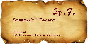 Szaszkó Ferenc névjegykártya