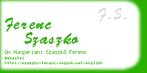 ferenc szaszko business card